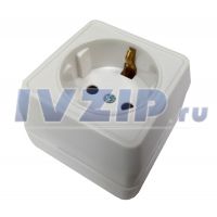 Розетка электрическая 1ОП (одноместная) с з/к