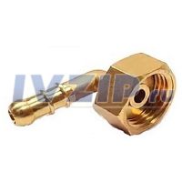 Штуцер (латунь) с накидной гайкой ДУ-15 (1/2") вн. под шланг d-9 мм (угловой)