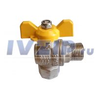 Кран шаровый газовый ProFactor (угловой, ДУ-15, вн/нар, бабочка) PF GBV 336A