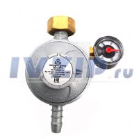 Регулятор давления Лягушка CAVAGNA GROUP694, Италия с манометром, инд.утечки, 29mbar, 1,5кг/ч, соед.вх.W21,8x1/14LH, вых.штуцер 12мм (6914900159)