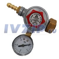 Регулятор давления Лягушка CAVAGNA GROUP, Италия, с манометром, давлен.регулир.0,5-4mbar, 8-14кг/ч, соед.вх.W21,8x1/14LH, вых.штуц.10мм 9115901146
