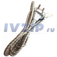 Шнур сетевой с вилкой для утюга 1.5 м без заземления