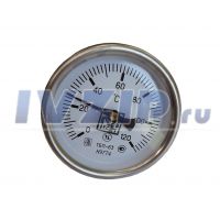 Термометр биметаллический 0-120 *C (d-63мм, аксиальный, с латунной гильзой L-50мм, штуцер 1/2")