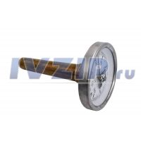 Термометр биметаллический 0-120 *C (d-63мм, аксиальный, с латунной гильзой L-100мм, штуцер 1/2")