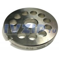 Решетка для профессиональной мясорубки (cистема Unger, нерж., 55 HRC, &Oslash;=69.7мм, d_внутр.=16.6мм, отв.=10мм, h=8.2мм) R70-70.010