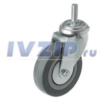 Колесо SCtg42, диаметр 100мм, нагрузка 80 кг, обод 27мм, болт 12мм, обод полипропилен, шинка резина серая,  -20 до  50 °С