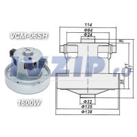 Двигатель пылесоса Samsung 1600W VCM-06SH (H=119mm, h=35mm, D=135mm, с юбкой) 11ME70